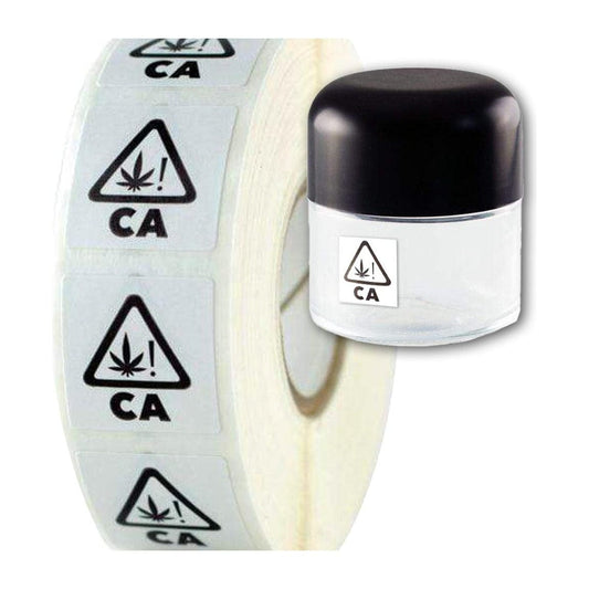California Universal THC! Symbol Square Compliance Labels - White