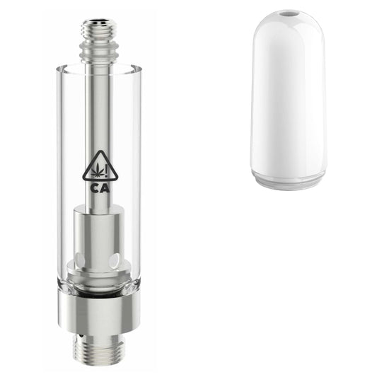 Ceramic White Bullet / Bundle of 100 AVD Glass Cartridge (1.0ml, 2.0mm) with CA! Symbol and Mouthpiece