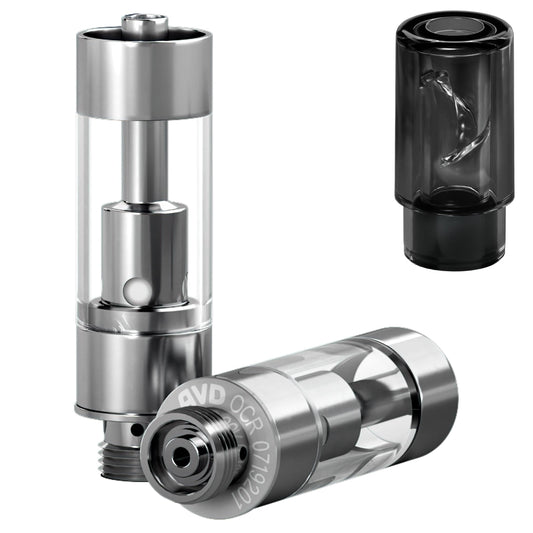 Clear Black Plastic Barrel Vortex AVD Polyresin Cartridge (0.5ml, 1.0mm) with Mouthpiece