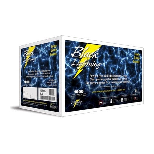 Lightning Gloves - Black 6 mil Nitrile PF Exam - Latex Free