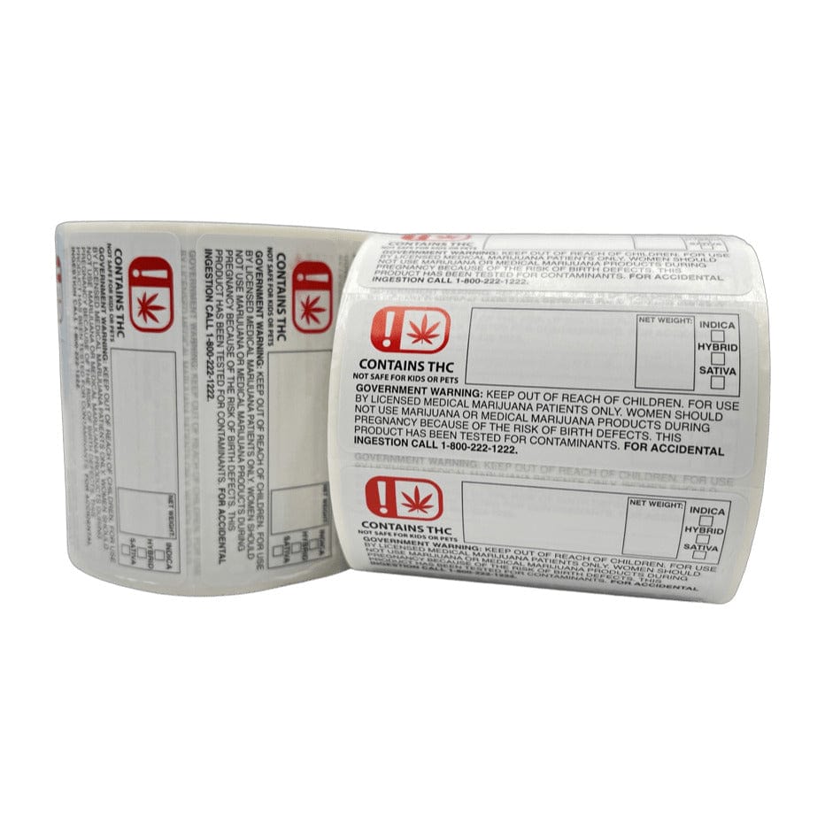 Oklahoma 3x1 THC Compliance Labels (Roll of 1,000)