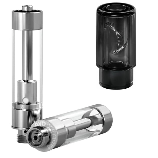 Plastic Black Barrel Vortex / Bundle of 100 AVD Polyresin Cartridge (1.0ml, 2.0mm) with Mouthpiece