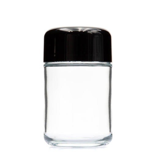 Single Unit (Less Than Box Qty) / Glossy Black V3 5 oz. Round Reserve Jar with Matching Cap