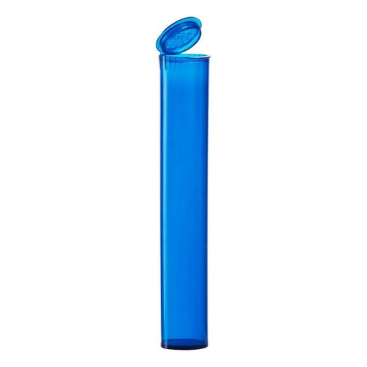 Translucent Blue / Box of 1000 (Clearance Pricing) Clearance Translucent Squeeze Top Child-Resistant Pre-Roll Tube | 116 mm (Box of 1000)