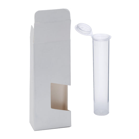 White / Clear / Single Unit (Less Than Box Qty) Child-Resistant Vape Cartridge Tube with Paper Box