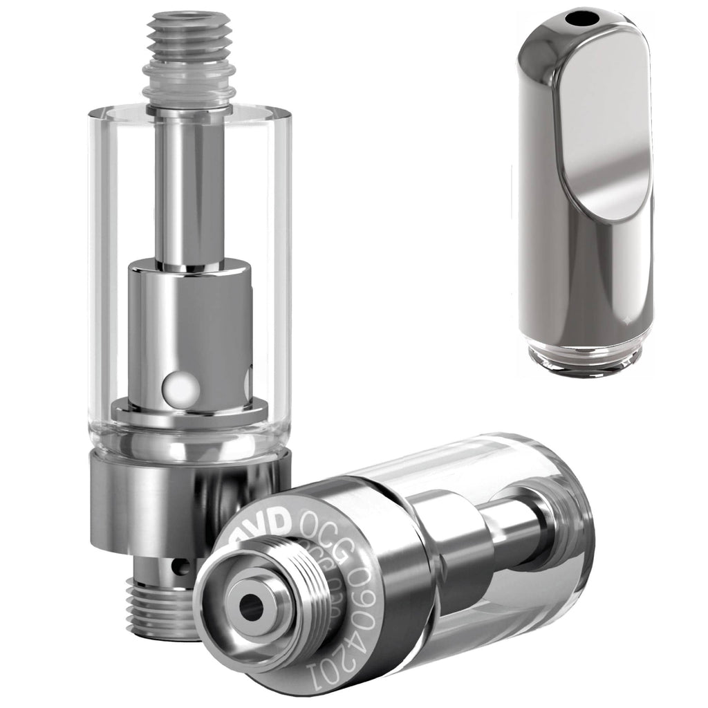 .5mL / 2.0mm / Metal Silver Flat AVD GoodCarts 0.5mL Glass Cartridges with Mouthpieces