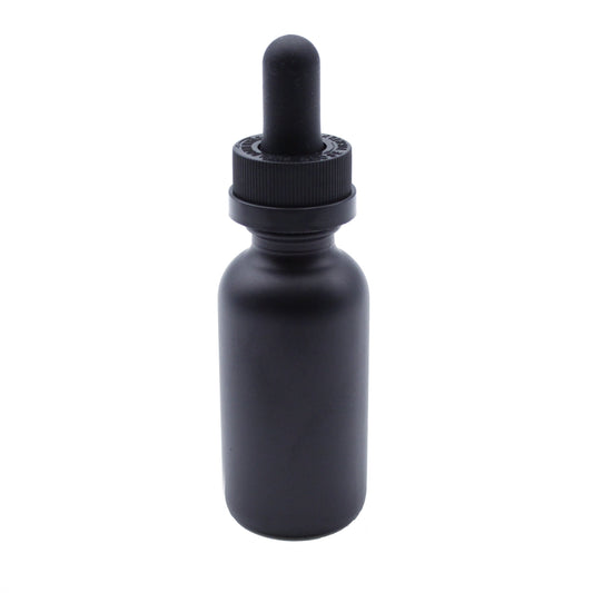 Black Child-Resistant Glass Dropper Bottle w/ 1.0ml Graduated Dropper - 1 oz