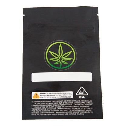 Black Leaf Text Box / Single Unit Smell Proof Bag (1/8th oz)