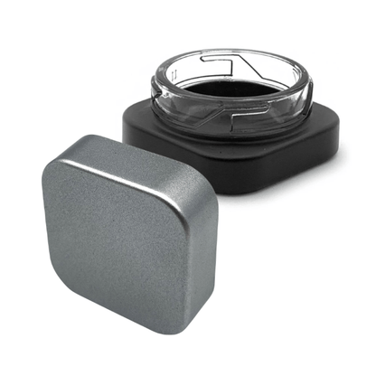 Black / Silver Grand Puff Child-Resistant Black Square Glass Concentrate Jar | 9 ml