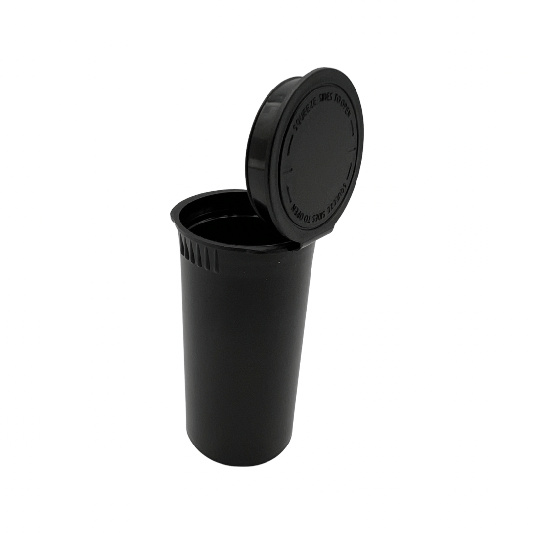 Black / Single Unit (Less Than Box Qty) 13 Dram Flat Pop Top Child-Resistant