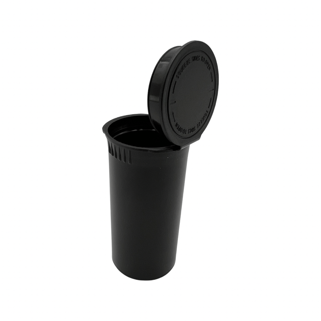 Black / Single Unit (Less Than Box Qty) 13 Dram Flat Pop Top Child-Resistant