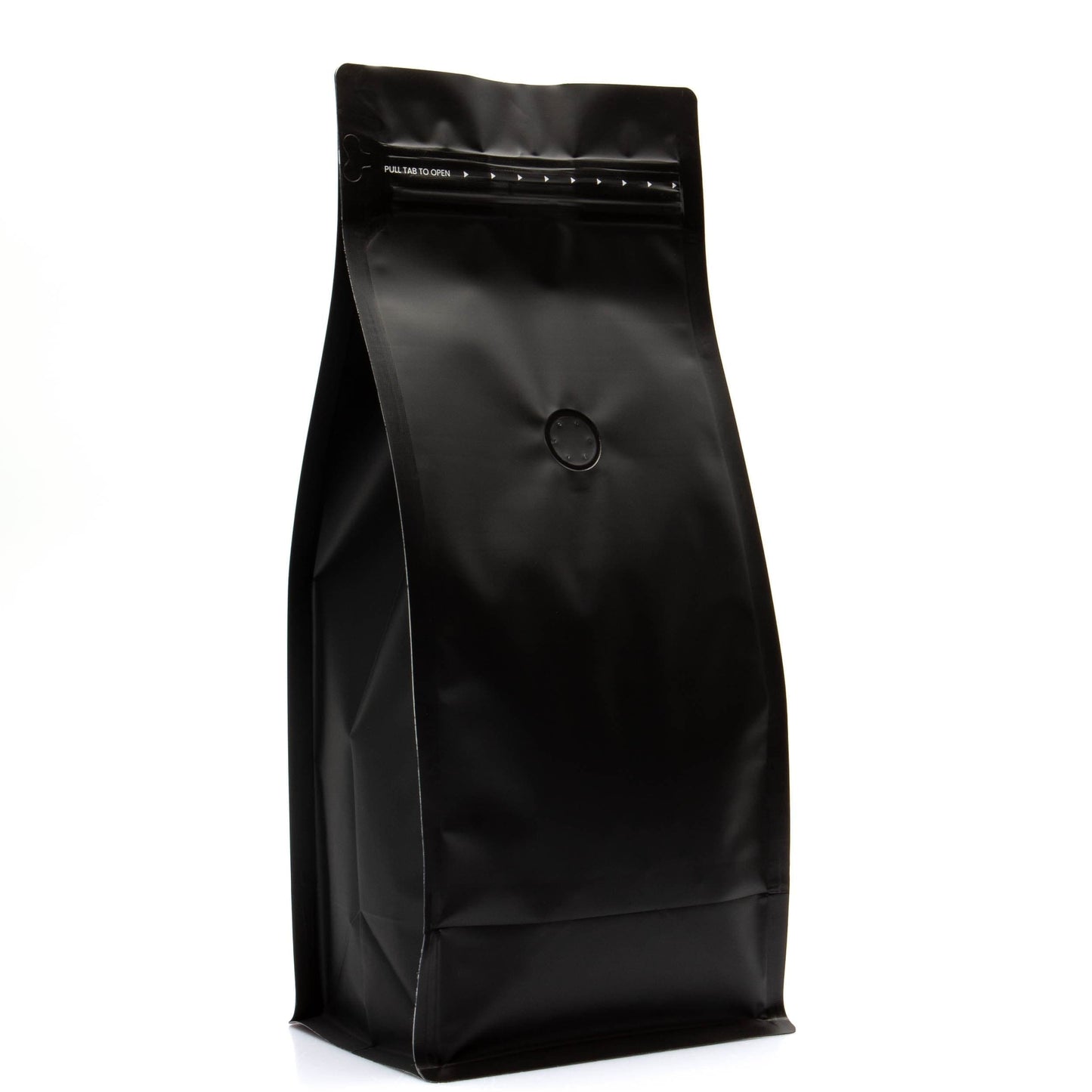 Black / Single Unit (Less Than Case Qty) Bag King 2 lb. Block Bottom Coffee Bag with Degassing Valve