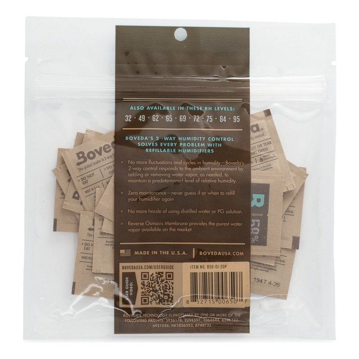 Boveda 58% RH (1 gram) 20 Pack