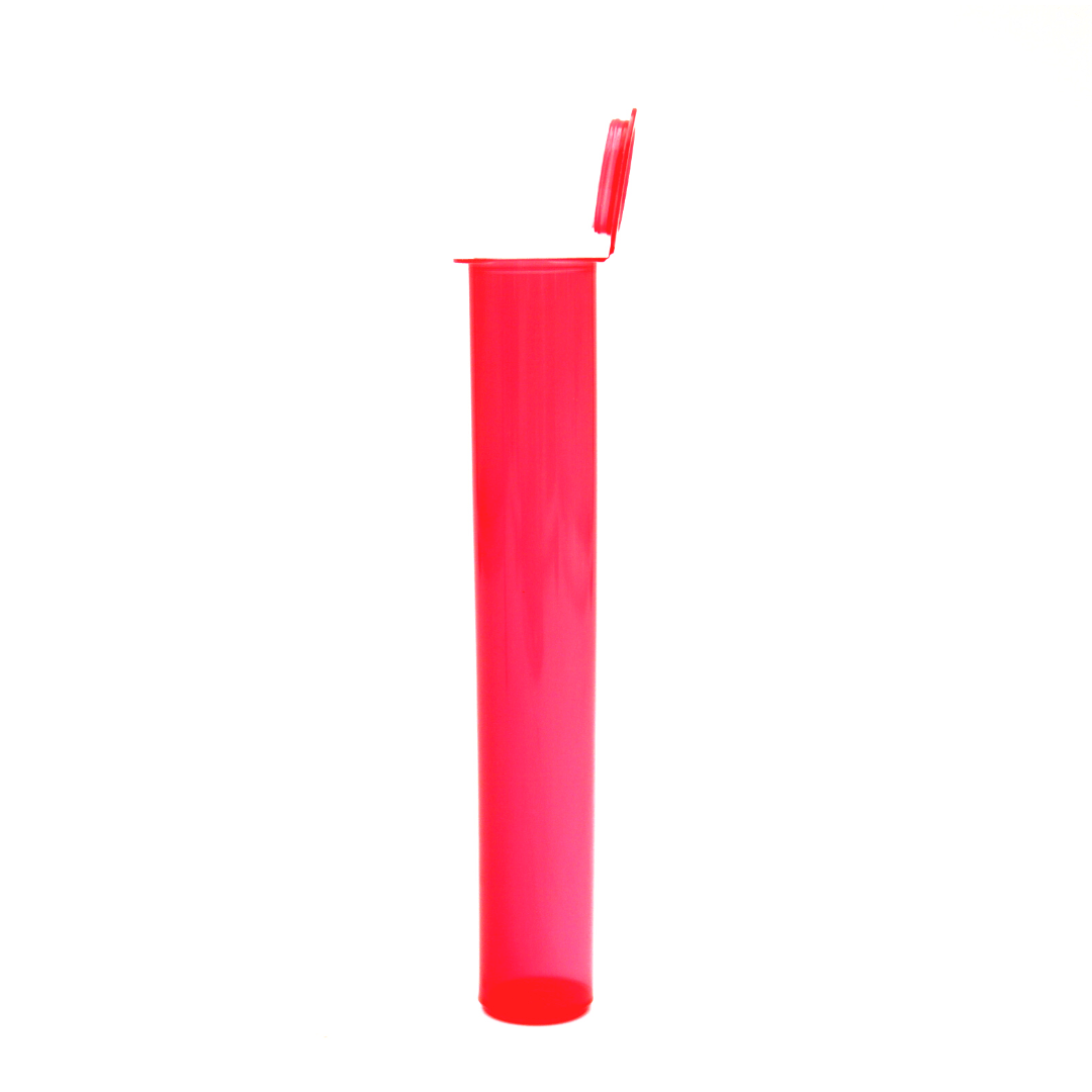 Box of 1000 (Bulk Discount Pricing) / Translucent Red Premium Squeeze Top Child Resistant Pre-Roll Tube | 116 mm