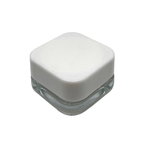 Box of 550 (Bulk Discount Pricing) / Clear / White Cap Grand Puff® Clear Square Glass Concentrate Jar | 9 ml