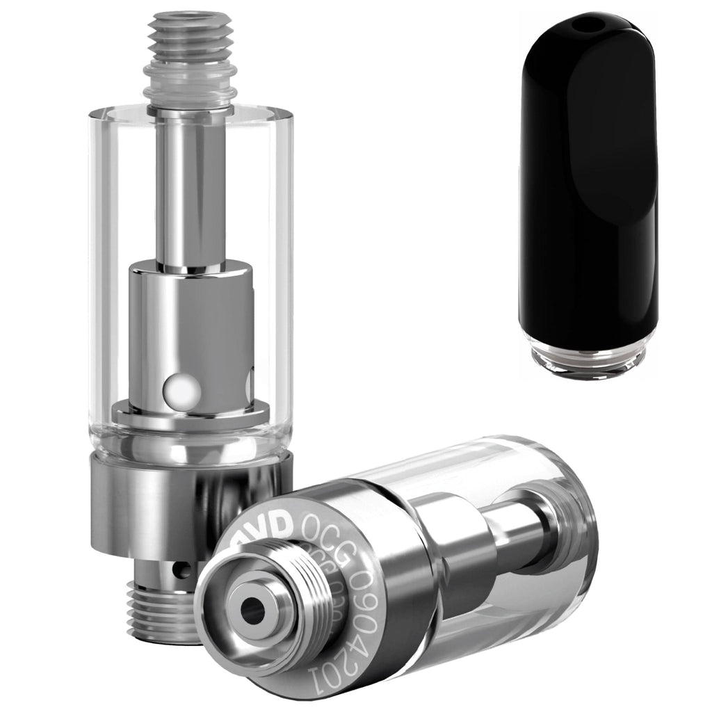 Ceramic Flat Black AVD Glass Cartridge (0.5ml, 2.0mm) with Mouthpiece