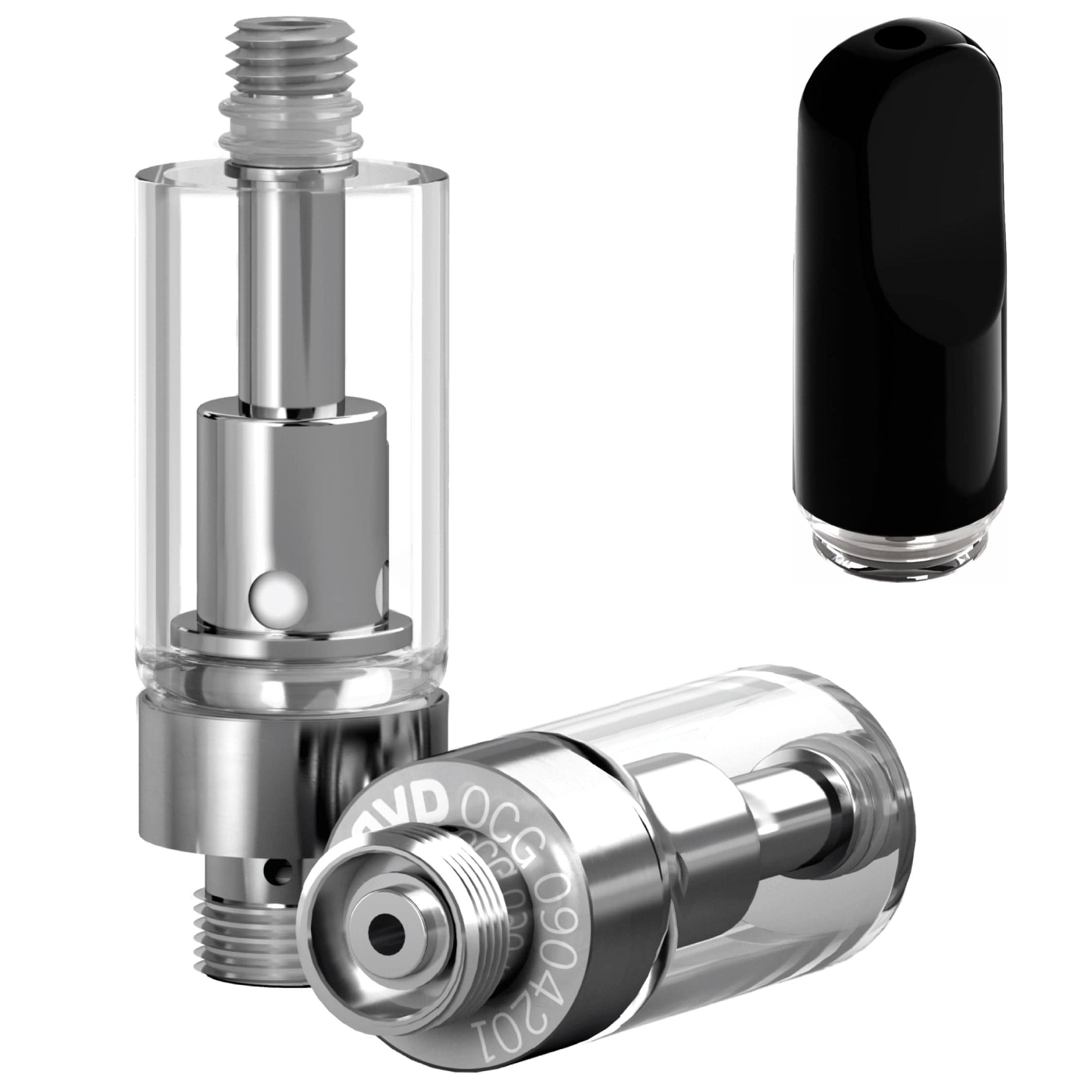 Ceramic Flat Black AVD Glass Cartridge (0.5ml, 2.0mm) with Mouthpiece