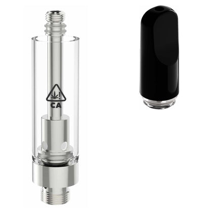 Ceramic Flat Black / Bundle of 100 AVD Glass Cartridge (1.0ml, 2.0mm) with CA! Symbol and Mouthpiece