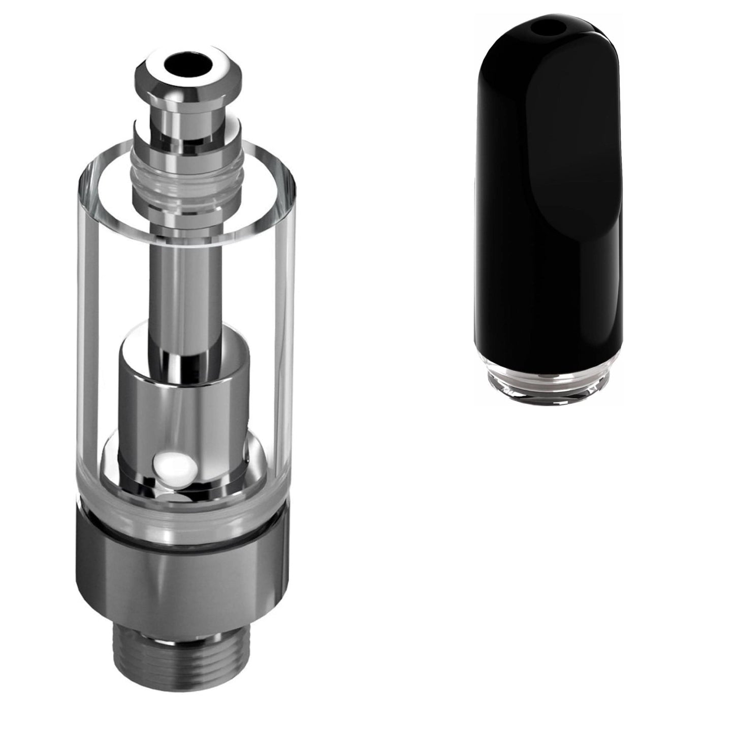 Ceramic Flat Black / Bundle of 100 Good Carts Glass Cartridge (1.0ml, 2.0mm) with Mouthpiece