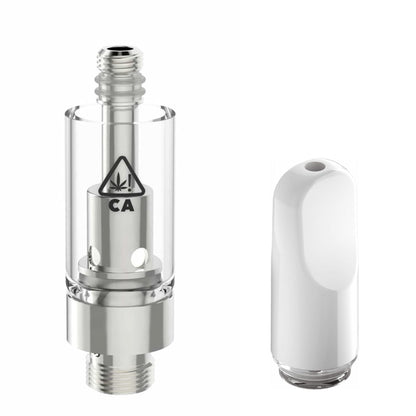 Ceramic Flat White AVD Glass Cartridge (0.5ml, 2.0mm) with CA! warning and Mouthpiece