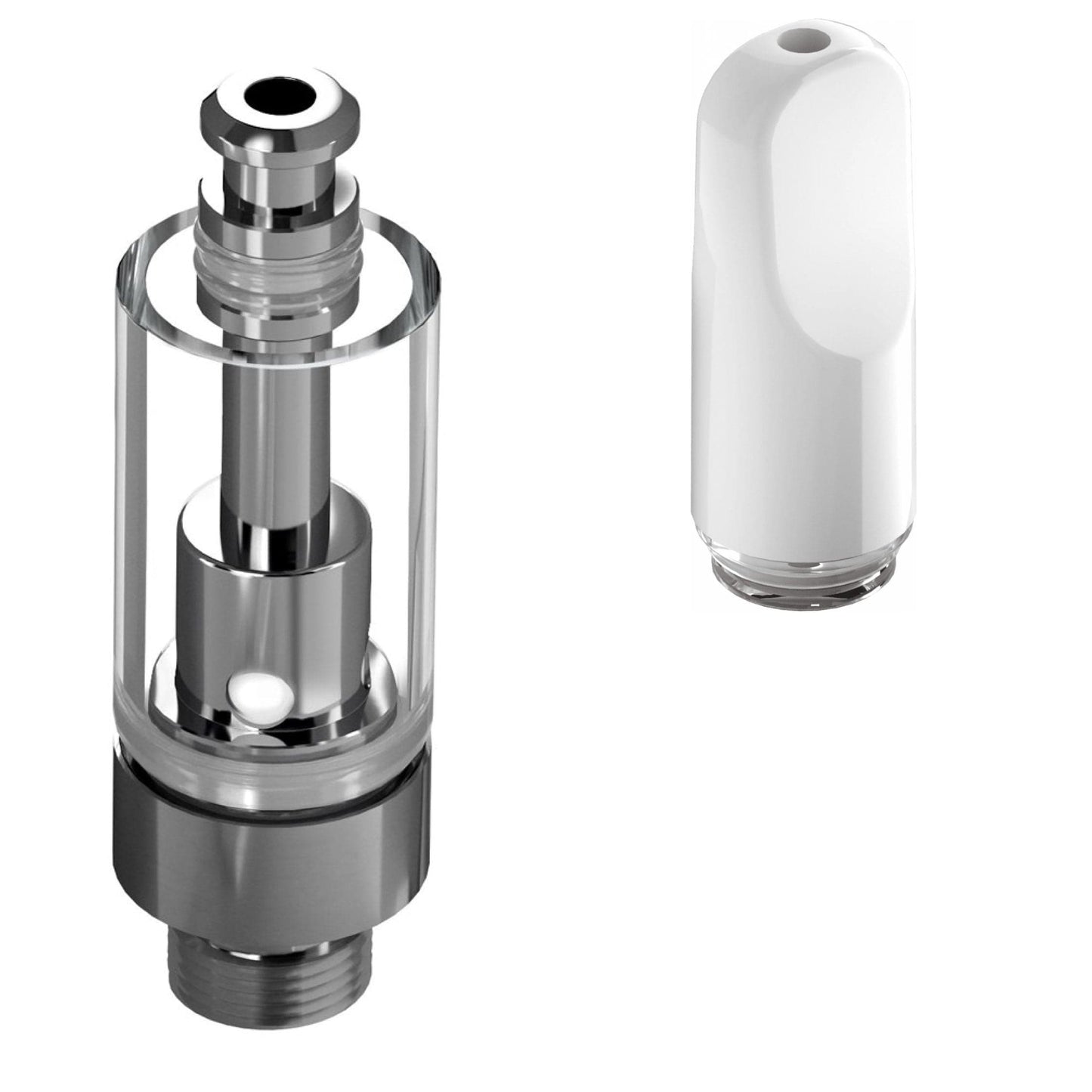 Ceramic Flat White / Bundle of 100 Good Carts Glass Cartridge (0.5ml, 2.0mm) with Mouthpiece