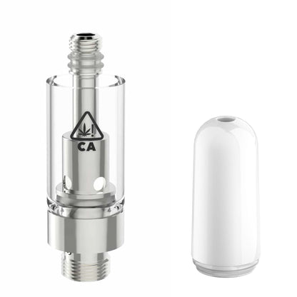 Ceramic White Bullet AVD Glass Cartridge (0.5ml, 2.0mm) with CA! warning and Mouthpiece