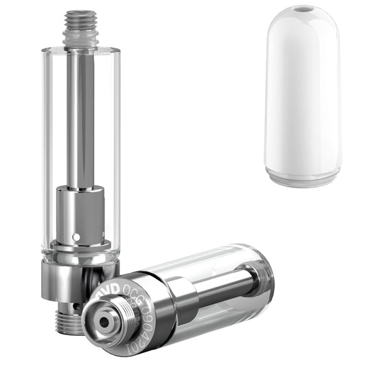 Ceramic White Bullet / Bundle of 100 AVD Glass Cartridge (1.0ml, 1.0mm) with Mouthpiece