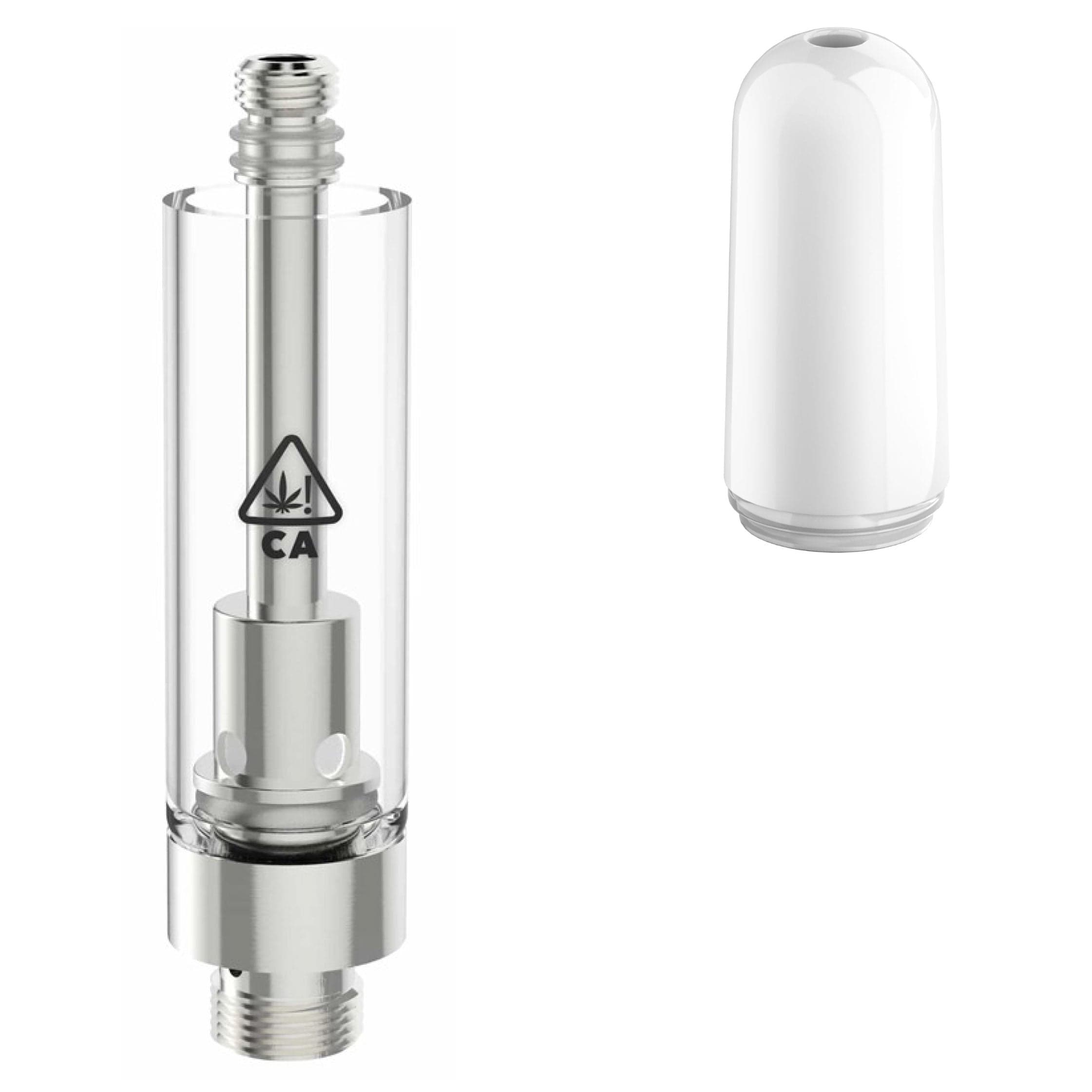 Ceramic White Bullet / Bundle of 100 AVD Glass Cartridge (1.0ml, 2.0mm) with CA! Symbol and Mouthpiece