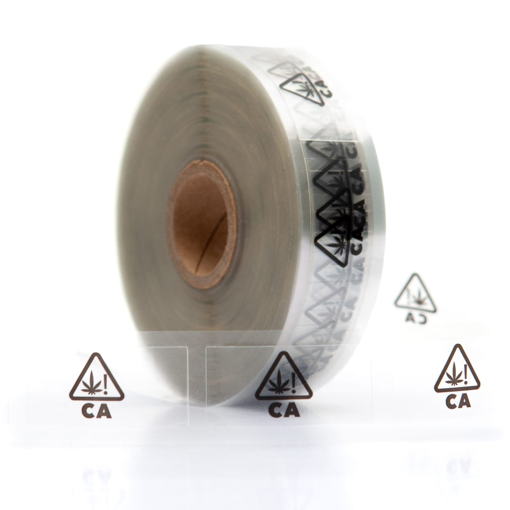 Clear California Die Cut Universal THC! Symbol Labels