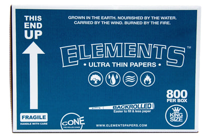 Elements King Size Ultra-Thin Rice Pre-Rolls (109mm/26mm filter) | Box of 800