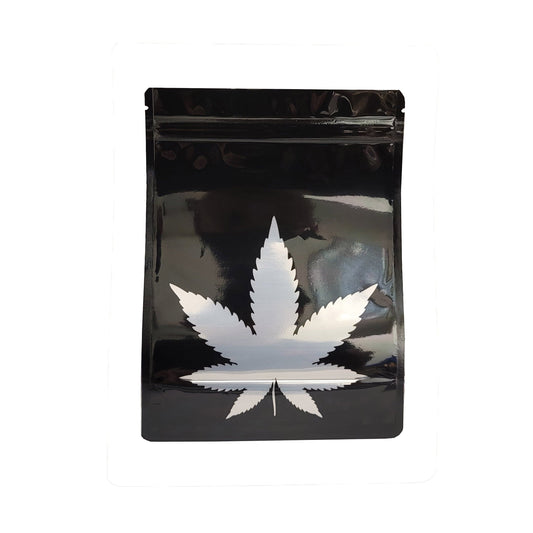 Glossy Black / Single Unit Bag King Clear Leaf Mylar Bag (1 oz)