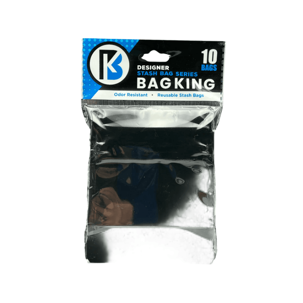 Glossy Black / Single Unit (Less Than Box Qty) 10-Pack Bag King Child-Resistant Opaque Wide Mouth Mylar Bag | 1/8th ounce