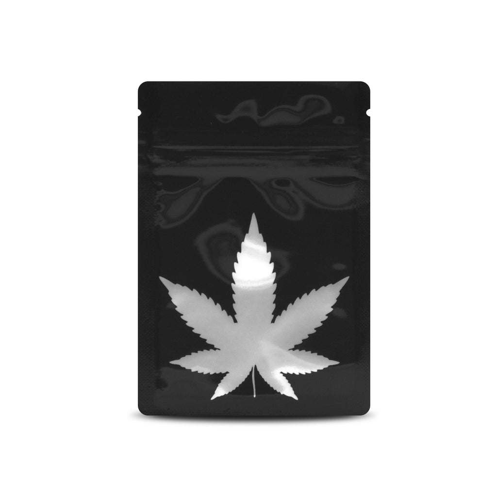 Glossy Black / Single Unit (Less Than Pack Qty) Bag King Clear Leaf Mylar Bag (1 gram)