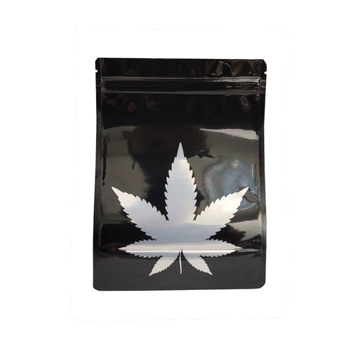 Glossy Black / Single Unit (Less Than Pack Qty) Bag King Clear Leaf Mylar Bag (1 oz)