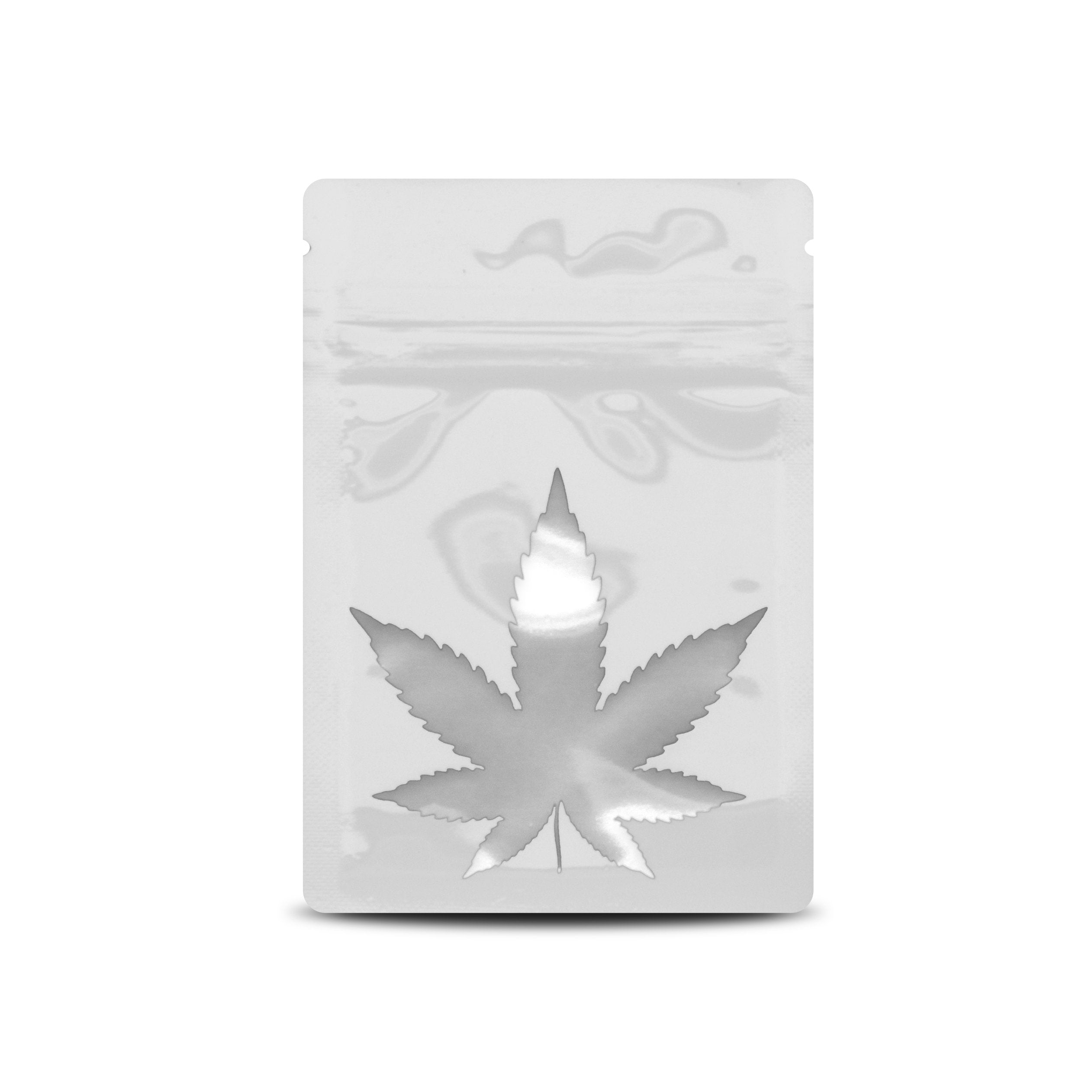 Glossy White / Single Unit Bag King Clear Leaf Mylar Bag (1 gram)