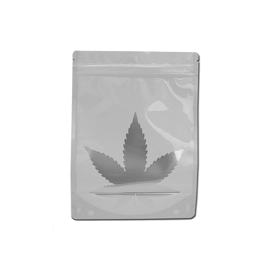 Glossy White / Single Unit Bag King Clear Leaf Mylar Bag (1 oz)