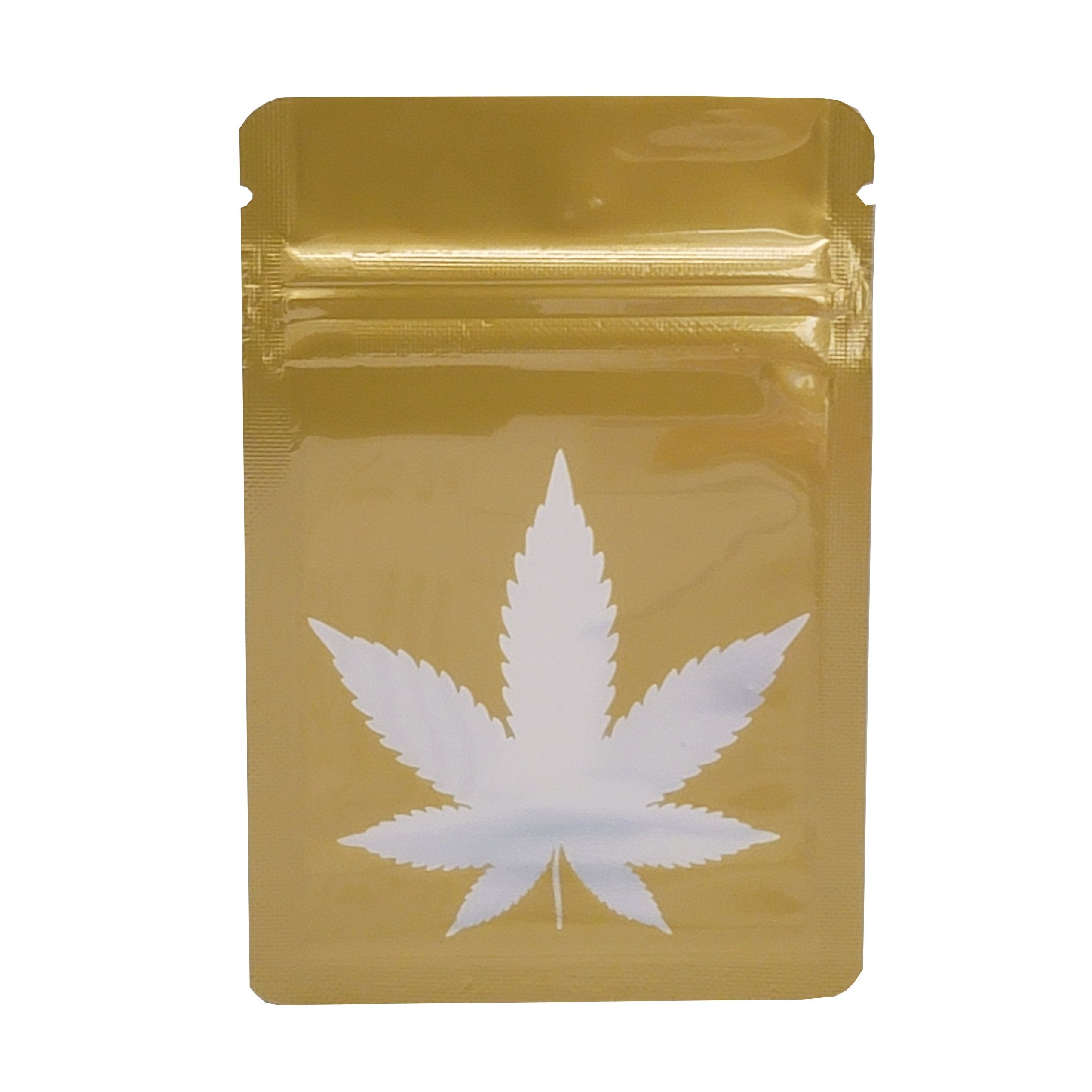 Gold / Single Unit (Less Than Pack Qty) Bag King Clear Leaf Mylar Bag (1 gram)
