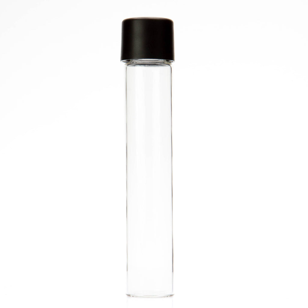 Grand Puff™ 115mm Glass Pre-Roll Tube with Matching Cap Single Unit (Less Than Box Qty) / Matte Black
