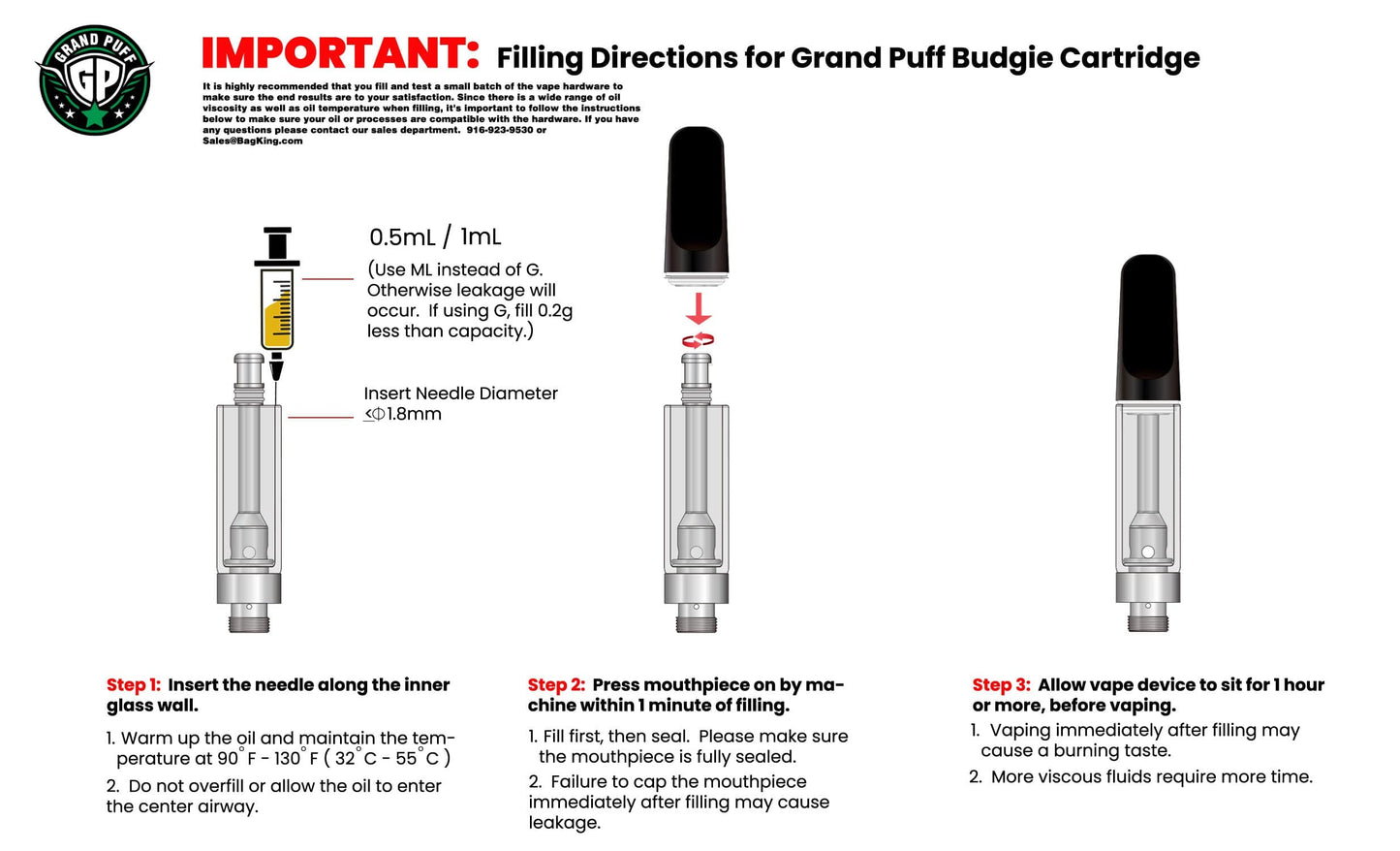 Grand Puff Budgie Glass Cartridge