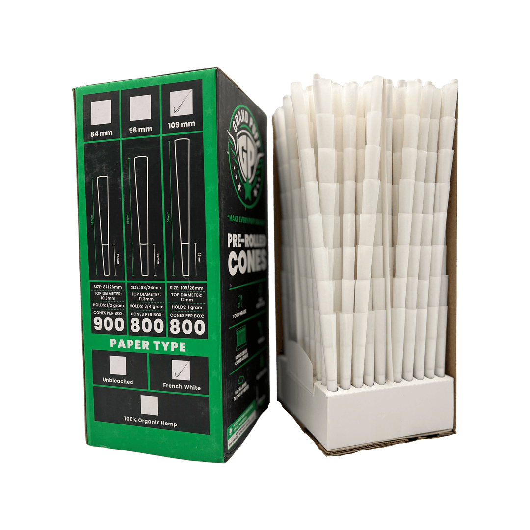 Grand Puff® Premium King Size Pre-Roll Cones (109mm / 26mm filter) | Box of 800