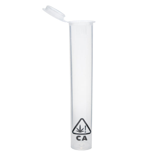 Grand Puff® Squeeze Pop Top Plastic Tube Clear w/ CA! Icon | 73 mm