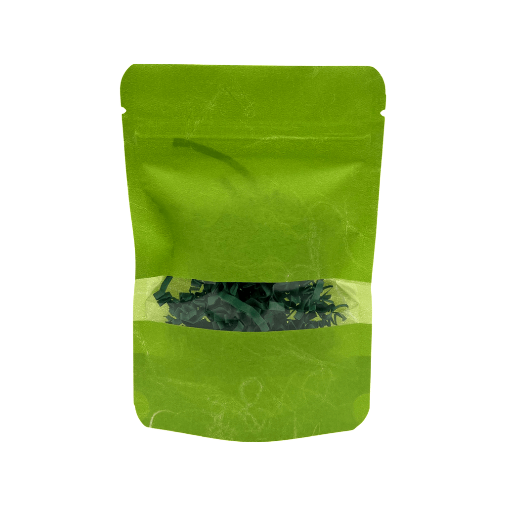 Green Rice Paper Stand Up Pouch with Horizontal Window (4" x 6")
