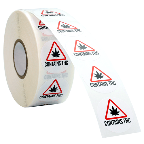 Maine & Massachusetts Cannabis & THC Compliance Labels (Roll of 1,000)