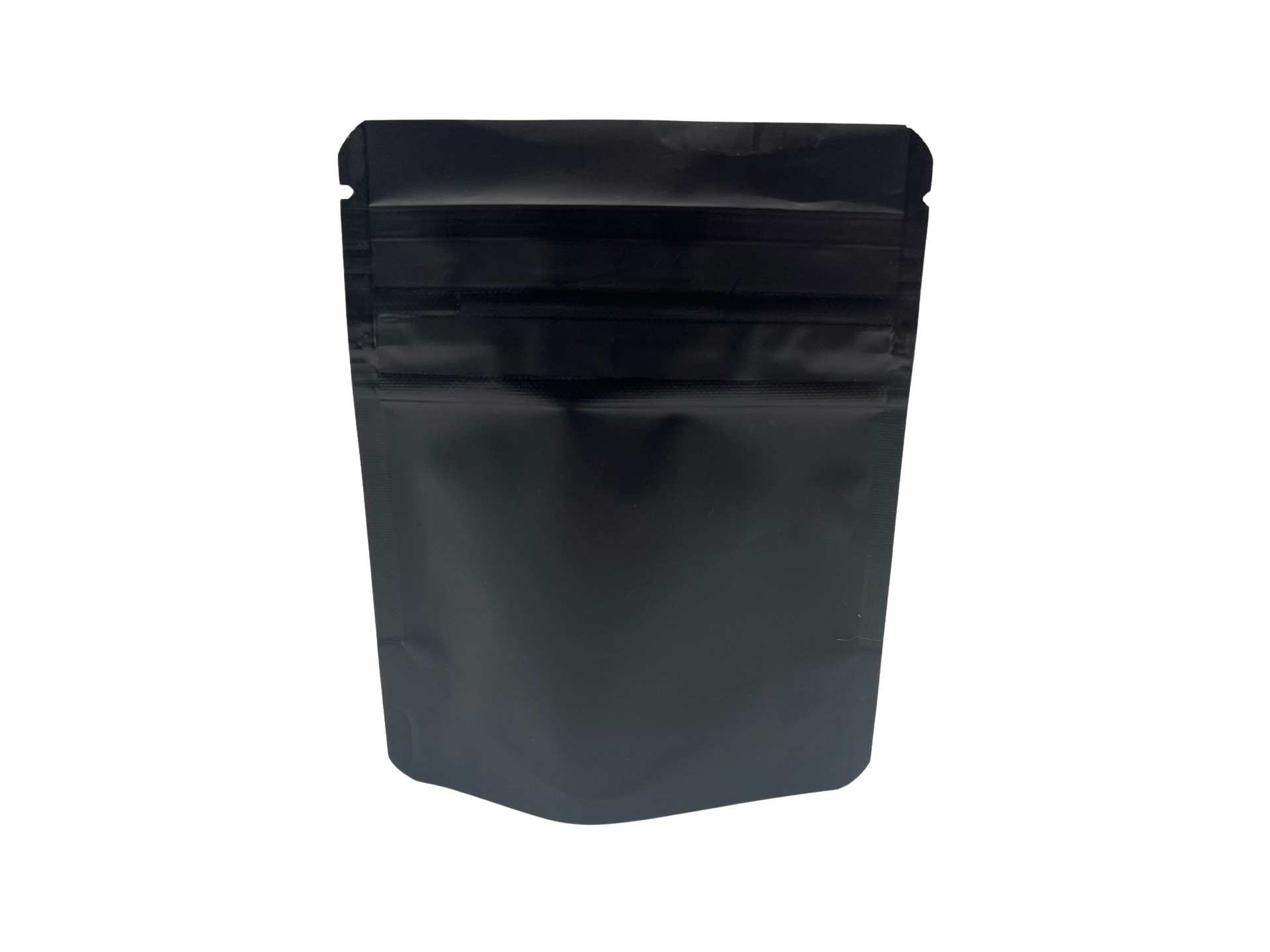 Matte Black Bag King Child-Resistant Opaque Wide Mouth Mylar Bag Clear Gusset | 1/8 oz