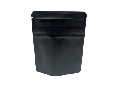 Matte Black Bag King Child-Resistant Opaque Wide Mouth Mylar Bag Clear Gusset | 1/8 oz