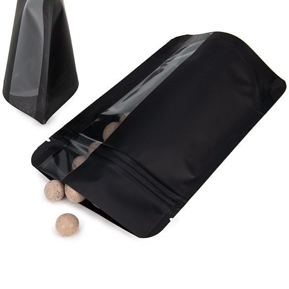 Matte Black Stand Up Zipper Bag with Vertical Window (1/2 oz to 1 oz)