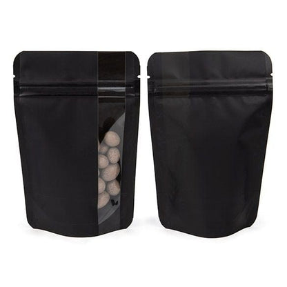 Matte Black Stand Up Zipper Bag with Vertical Window (1/2 oz to 1 oz)