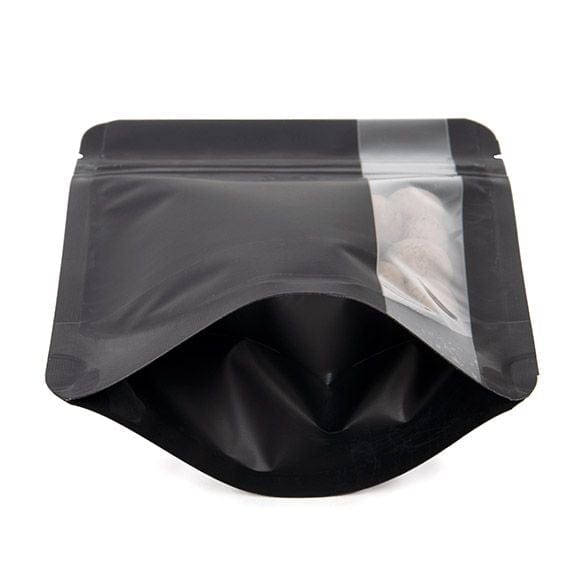 Matte Black Stand Up Zipper Bag with Vertical Window (1/2 oz to 1 oz)