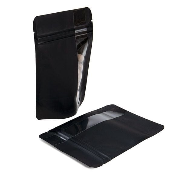 Matte Black Stand Up Zipper Bag with Vertical Window (1/2 oz to 1 oz)