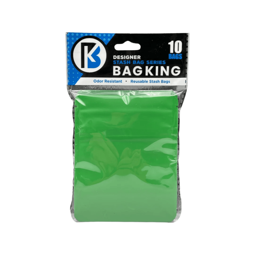 Matte Green / Single Unit (Less Than Box Qty) 10-Pack Bag King Child-Resistant Opaque Wide Mouth Mylar Bag | 1/8th ounce